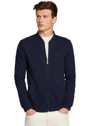 Tom Tailor Denim Sweatjacke TOM TAILOR DENIM, Herren, Gr. XXL, blau (navy), Sweatware, Obermaterial: 100% Baumwolle, unifarben, normal, B&uuml;ndchen, Sweatjacken Sweatjack