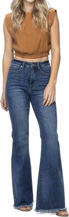 Judy Blue High Waist Tummy Control Fray Hem Jeans - Plus In Medium Blue