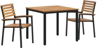 vidaXL vidaXL Garden Dining Set 3 pcs Black and brown 90 x 90 x 75 cm