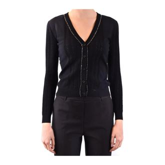 Moschino Zwarte V-hals Vest Lange Mouw - Dames - Vesten - Zwart - XS - Truien & Vesten