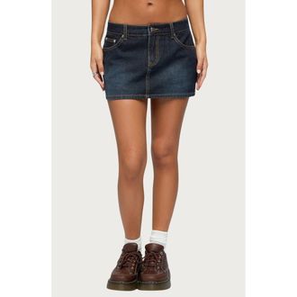 Edikted Chiara Denim Miniskirt in Dark-Blue-Washed at Nordstrom, Size X-Small