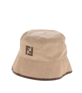 Fendi Beige Valentine Logo Bucket Hat