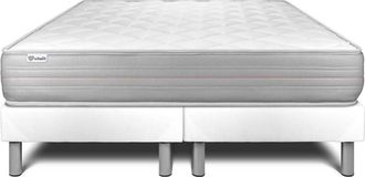 VITALIT Base Tapizada Blanco + Colch&oacute;n Con Espuma Viscoel&aacute;stica 2x80x200