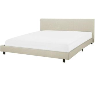 Beliani Beliani - Modern Linen Fabric eu Super King Size Bed Frame 6ft Light Beige Slatted Albi