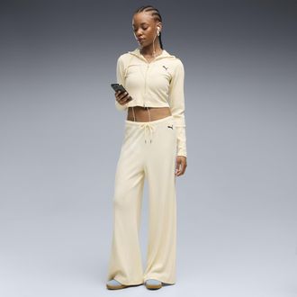 Puma Pantaloni a gamba larga Essentials dal taglio morbido da donna, Accessori, Giallo, XL