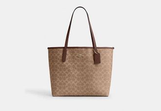 Coach Womens City Tote Bag in Brown | PVC