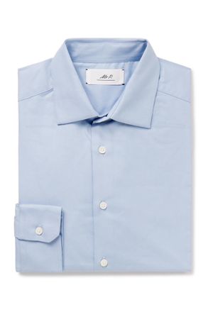 Mr P. Cutaway-Collar Cotton-Twill Shirt