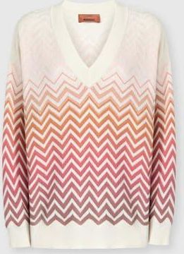 Missoni V-neck Pullover In Cotton And Viscose Chevron D&eacute;grad&eacute; in Lilac& Rust at Nordstrom, Size 38 It