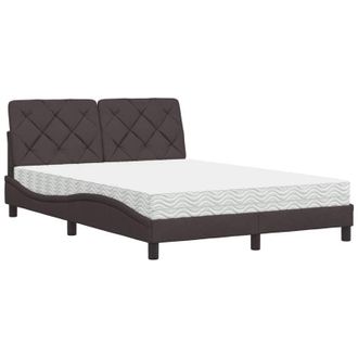 vidaXL Vidaxl - Cama Con Colch&oacute;n Tela Marr&oacute;n Oscuro 140x190 Cm