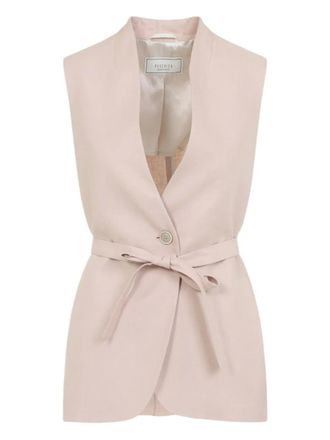 PESERICO belt-detail waistcoat - women - Linen/Flax - 38 - Neutrals