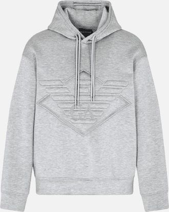 Emporio Armani Mens Embroidered Eagle Logo Grey Pullover Hoodie - Size: 40