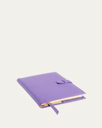 Royce Leather Monogrammed Leather Executive Journal with Rollerball Pen