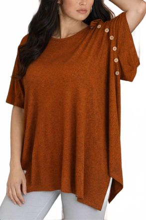 French Kyss Relaxed Button Detail Poncho In Mocha