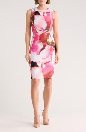 Calvin Klein Printed Sheath Dress in Hibiscus Multi at Nordstrom Rack, Size 10