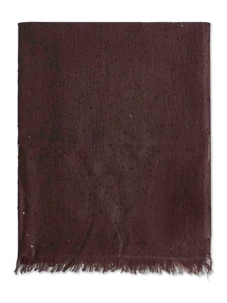 Brunello Cucinelli sequin-embellished fringed scarf - Brown