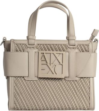 A|X Armani Exchange Shopper met reli&euml;f - Dames - Tassen - Beige - Maat: ONE Size Zijde