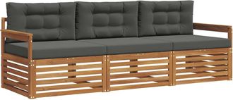 vidaXL Conjunto De Sof&aacute;s De Exterior 3 Uds. Natural Y Antracita Vidaxl