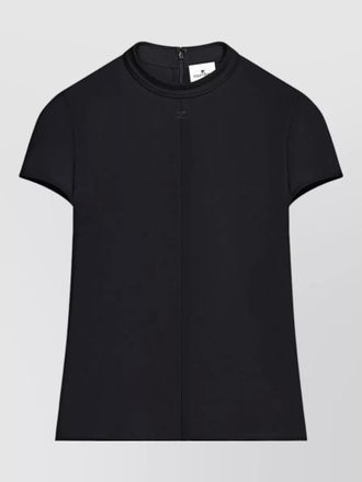 Courr&egrave;ges mock neck nylon silk short sleeve top