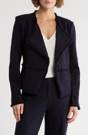 Amanda + Chelsea Fringe Tweed Moto Jacket in Navy at Nordstrom Rack, Size X-Large