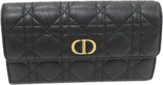 Dior Pre-owned Caro Kalfsleer Lange Portemonnee - Dames - Vintage Accessoires - Zwart - ONE Size - Leer - Vintage