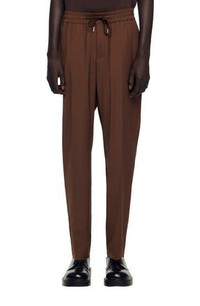 Sandro Elasticated straight-leg trousers in Chocolate at Nordstrom, Size 44 X 31 Eu