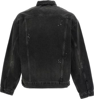 Carhartt Work in Progress Mens Denim Jacket Helston Black Destroy Wash Wash-Splatter Cotton (denim Smith) Wash/splatter