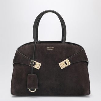 Ferragamo Dark Brown Suede Hug Handbag