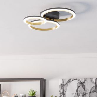 Eglo Eglo Calliera Black & Brass Steel LED Circle Modern Ceiling Light
