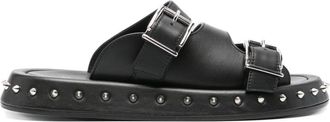 Alexander McQueen Buckled Leather Slides - Womens - Leather