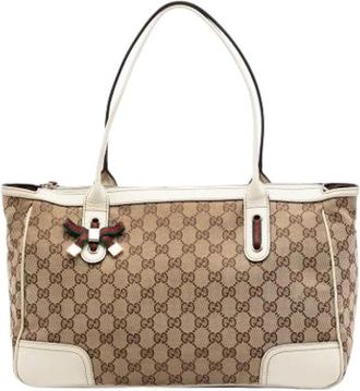 Gucci Pre-owned Tote Bags, female, Beige, Size: ONE SIZE Pre-owned Canvas Tote Bag