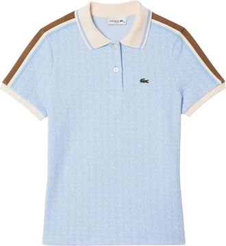 Lacoste Dames Jacquard Slim Korte Mouwen Polo Shirt (Blauw)