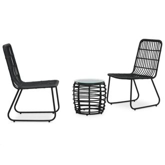 Berkfield Home 3 Piece Bistro Set Poly Rattan Black