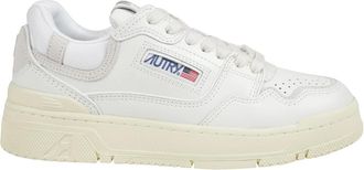 Autry Witte Leren Sneakers met Su&egrave;de Details - Dames - Sneakers - Wit - 35 EU - Su&egrave;de - Schoenen