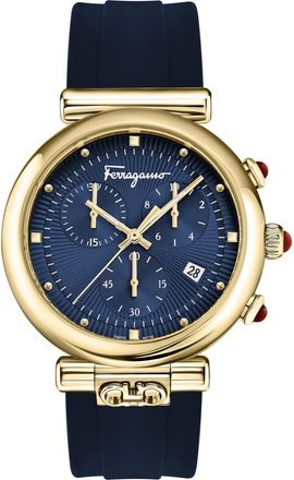 Ferragamo Ora Silicone Strap Watch, 40mm in Gold at Nordstrom Rack