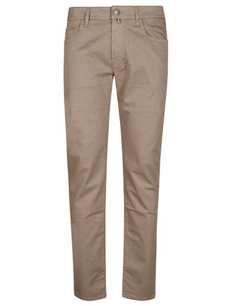 Jacob Cohen Tapered Taupe Trousers With Five-Pocket Design