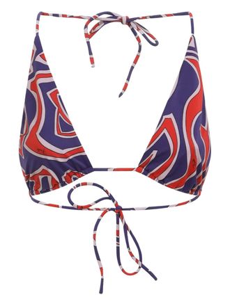 Pucci abstract-print triangle bikini top - women - Elastane/Polyamide - S - Blue