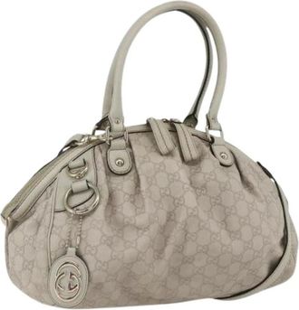 Gucci Pre-owned Handbags, female, Beige, Size: ONE SIZE Pre-owned Canvas Handbag