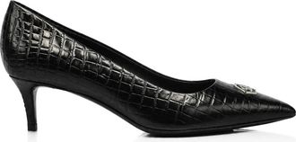 Philipp Plein Schoenen, Dames, Zwart, 36 EU, Leer, Decollete Mid Heels Hexagon