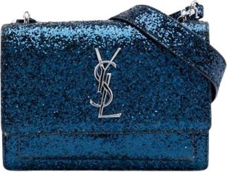 Saint Laurent Pre-owned Shoulder Bags, female, Blue, Size: ONE SIZE Pre-owned Vintage Leather Crossbody Bag