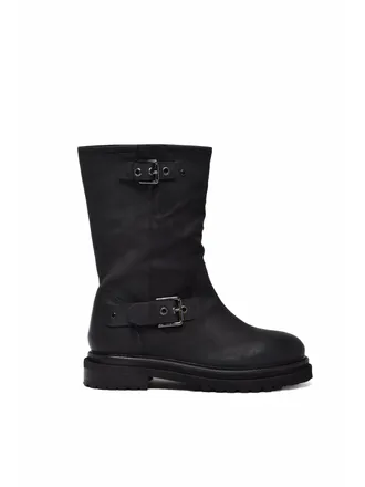 Janet & Janet Black Leather Buckle Boots