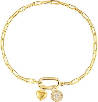Candela Jewelry Paper Clip Link Charm Bracelet in Clear/Yellow Gold at Nordstrom Rack