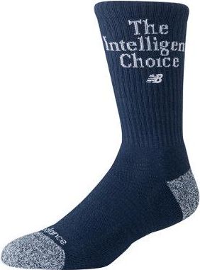 New Balance Unisex Active Premium Graphic Crew Socks 1 Pair in Blue/White Polyester, size X-Large