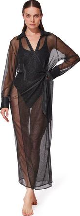 Gottex Pretty Women Mesh Wrap Dress Cover-Up in Black at Nordstrom, Size X-Large