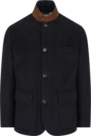 Loro Piana Kasjmier jack met su&egrave;de kraag - Blauw