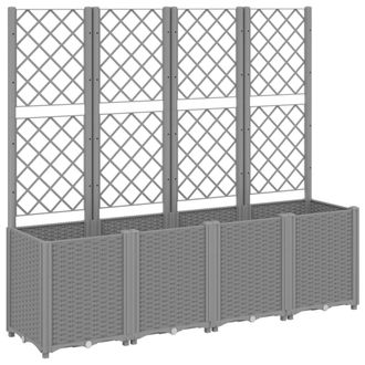 vidaXL Jardinera Con Enrejado Pp Gris Claro 160x40x140 Cm Vidaxl