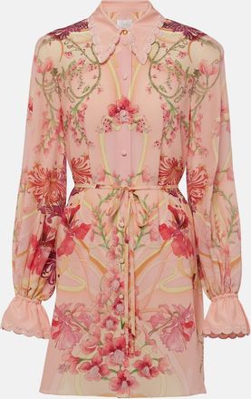 Camilla Embellished floral silk shirt dress