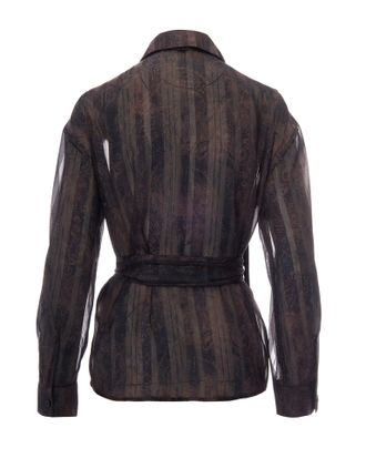 Liu Jo Womens Shirt Digital Dark Brown Cashmere Polyester Metallised