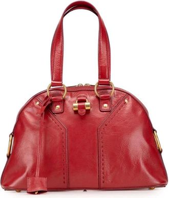 Saint Laurent Pre-owned Handbags, female, Red, Size: ONE SIZE Pre-owned Leather Dome Satchel