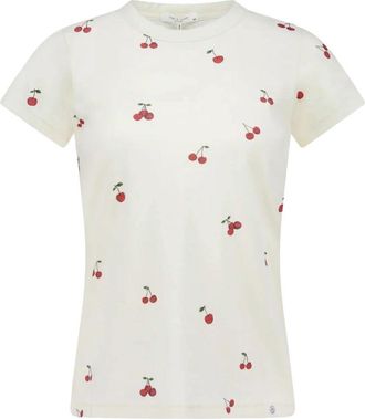 Rag & Bone Womens All Over Cherry Tee, White Multi