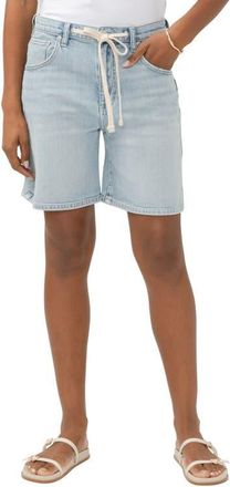 Silver Jeans Co Be Easy Drawstring High Waist Long Denim Shorts in Indigo at Nordstrom, Size 24